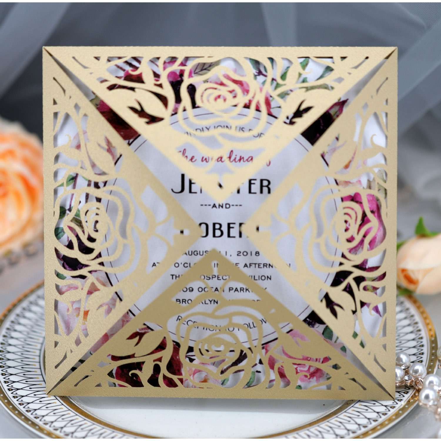 Valentine's Day Greeting Card Rose Card Laser Cut Invitation Wedding Invitation Personalized Custom